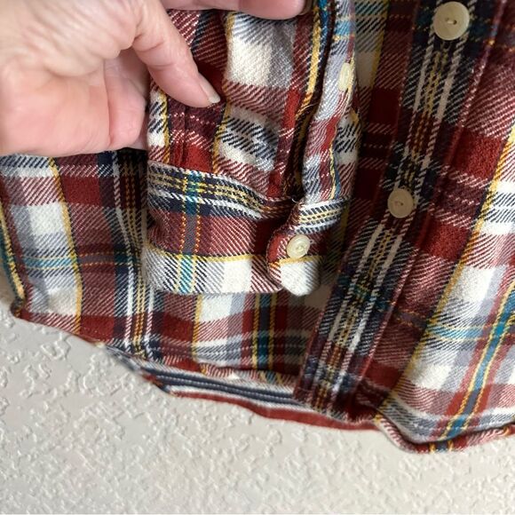 AMERICAN EAGLE WOMEN'S FLANNEL SHIRT RED PLAID VINTAGE BOYFRIEND BUTTON UP SZ SM - Picture 5 of 9